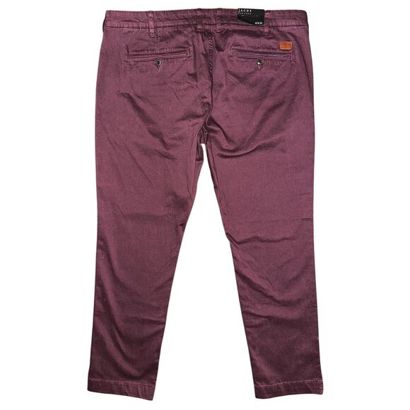 NWT Jachs NY Slim Fit Mid-Rise Tapered Leg Pants Burgundy 40X30 - Picture 4 of 7